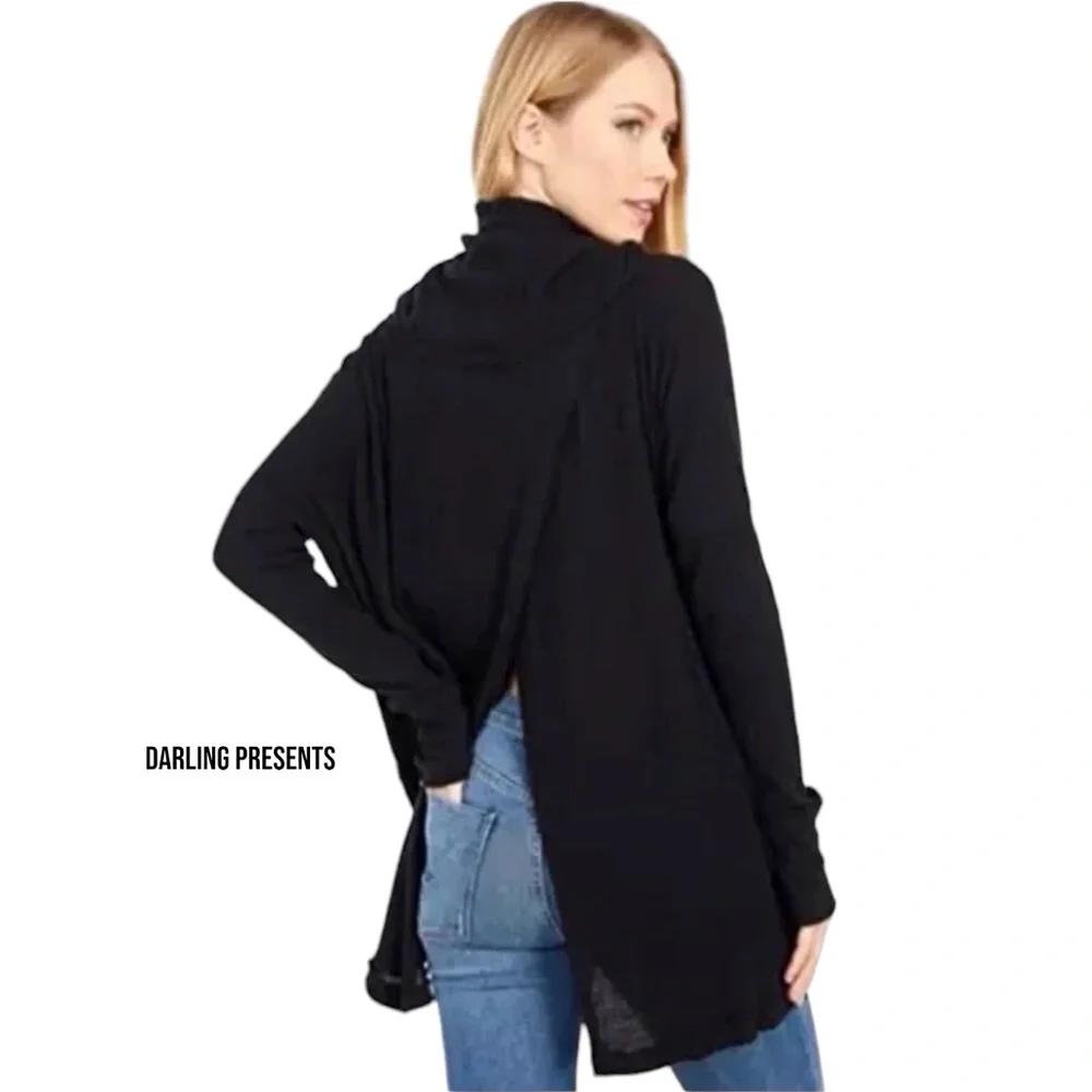 Free People Juicy Long Sleeve Cowl Neck Top Women Color Black Size S